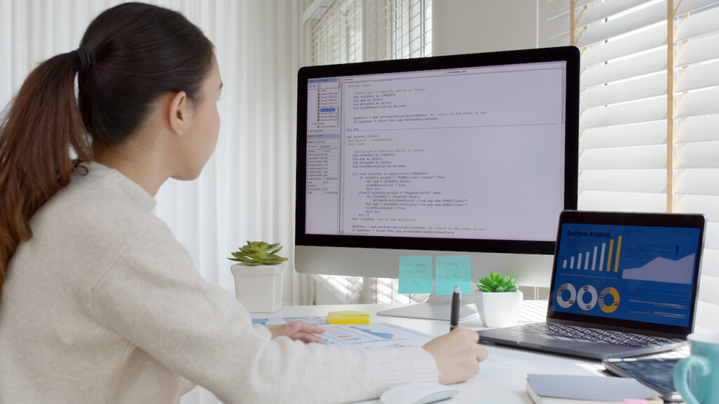 woman working on a virtual desktop
